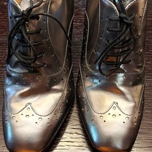 Silver Gray Italian Leather Booties